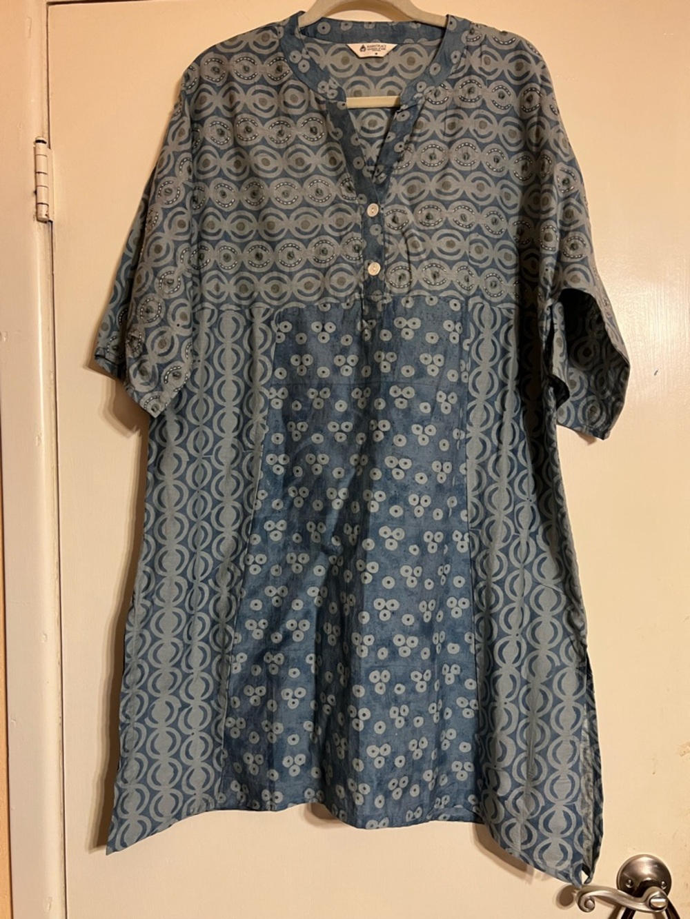 Market Place Handwork India Oversized Dress Lagenlook Artsy Cotton Boho Medium